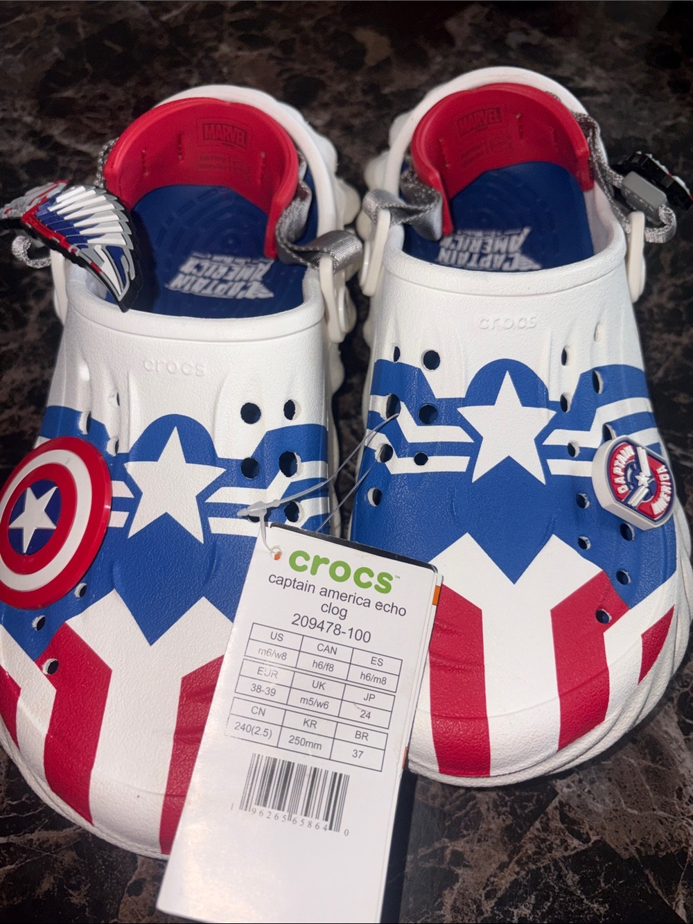 Crocs  Captain America Echo Clog - Red White Blue